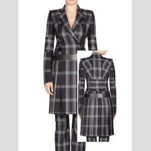 Alexander McQueen Black Plaid Wool Coat